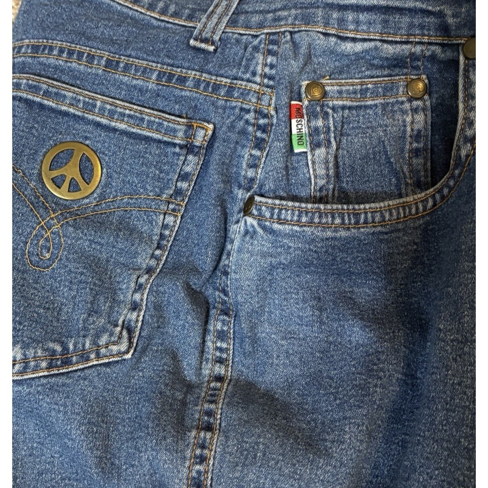 RARE Vintage Moschino Womens Jeans Peace Sign Tapered Leg‎ 90s Made in Italy 30
